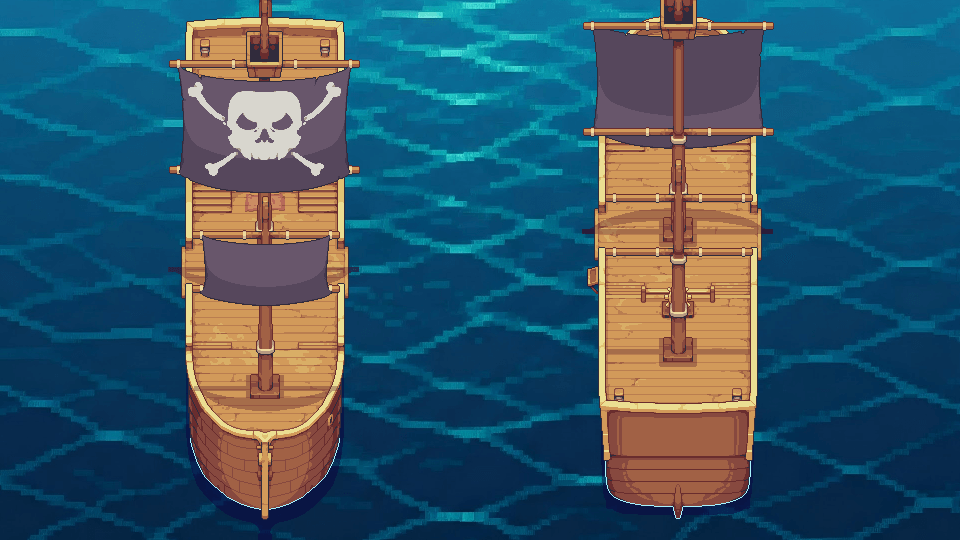 Vertical Ship - Skull and Crossbones